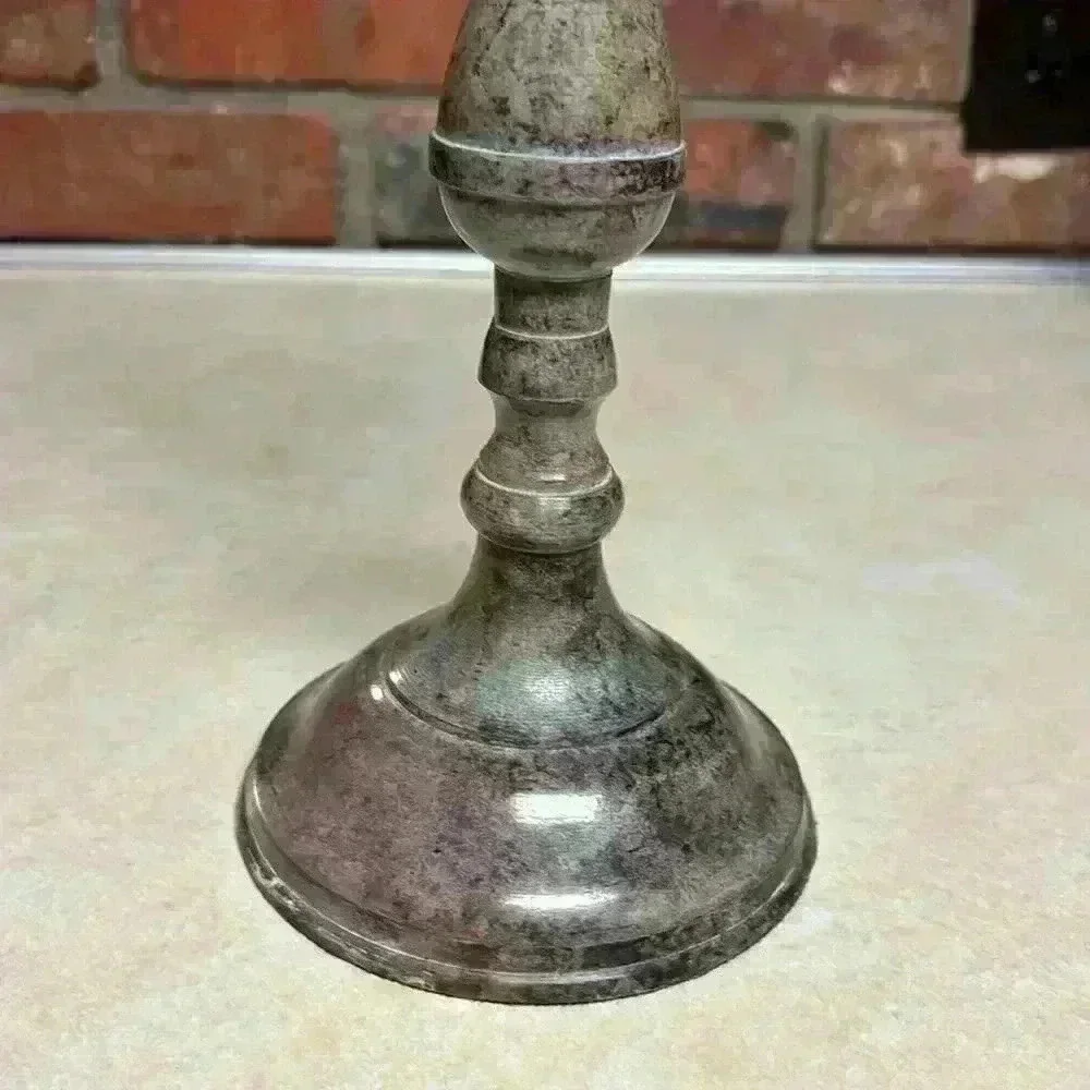 1970's Brass Candlesticks W/Verdigris Style Patina by Made In India By Gratco